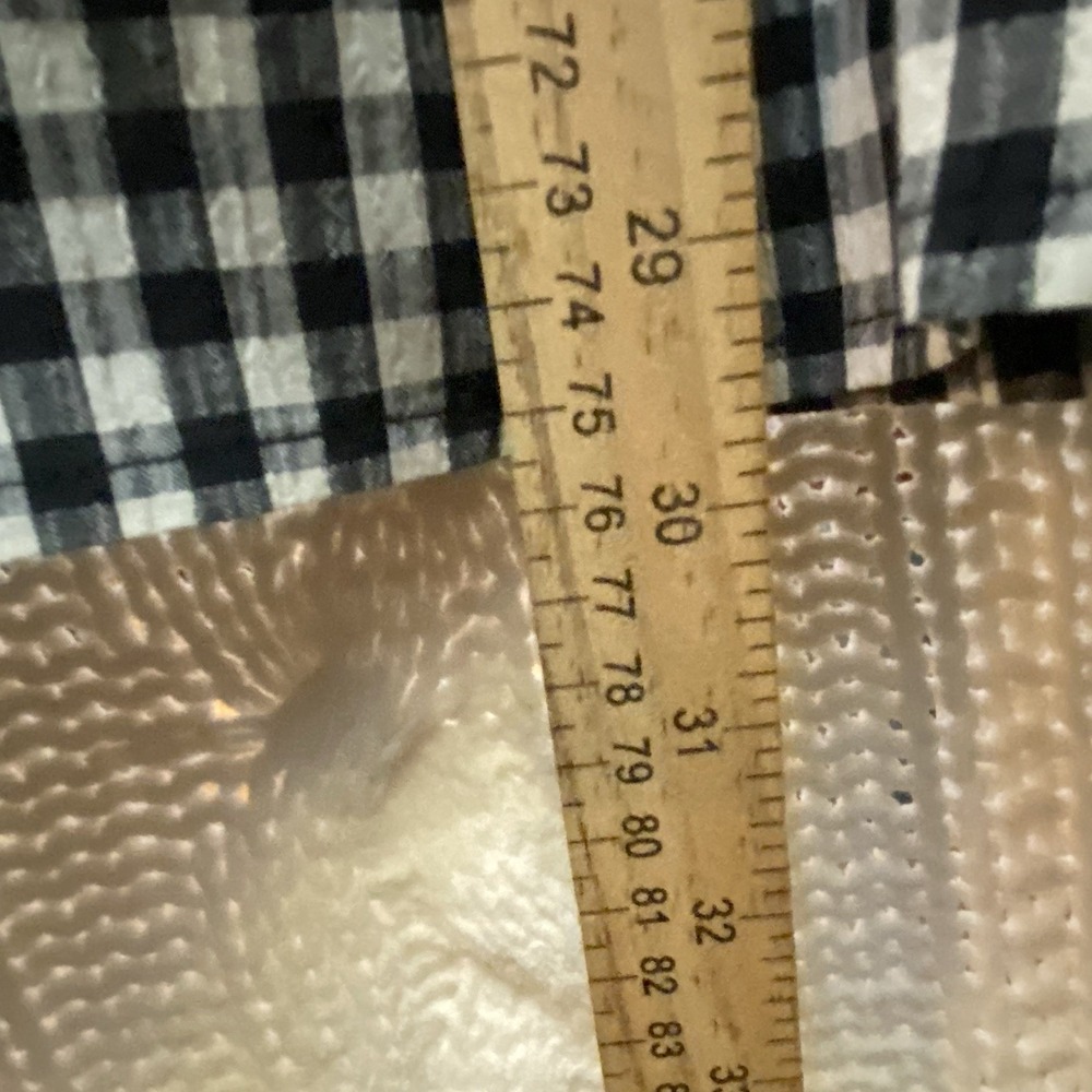 Catherines 22/24 Embroidered 3/4 Sleeve Blouse Black/White Check Boho Cottage - Picture 4 of 8